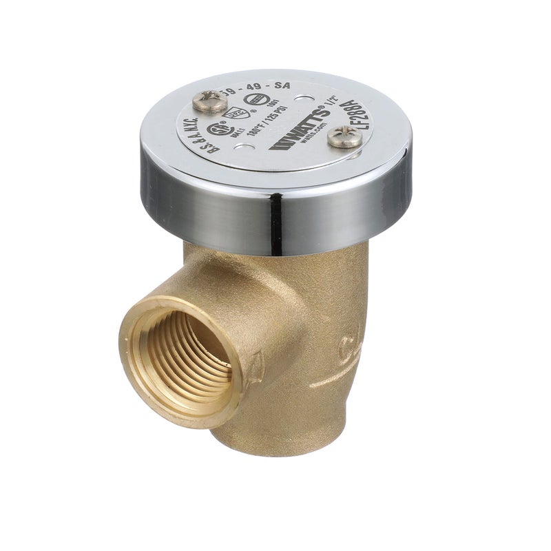 Watts LF288A 1/2" Lead-Free Brass Anti-Siphon Vacuum Breaker Backflow Preventer, Female NPT Inlet and Outlet, Silicone Disc Seat, Chrome Hood, Low-Flow Applications - Image 5